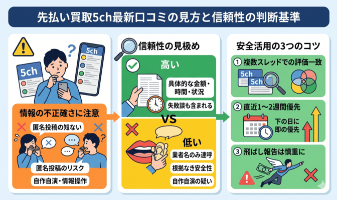 先払い買取5ch最新口コミの見方と信頼性の判断基準
