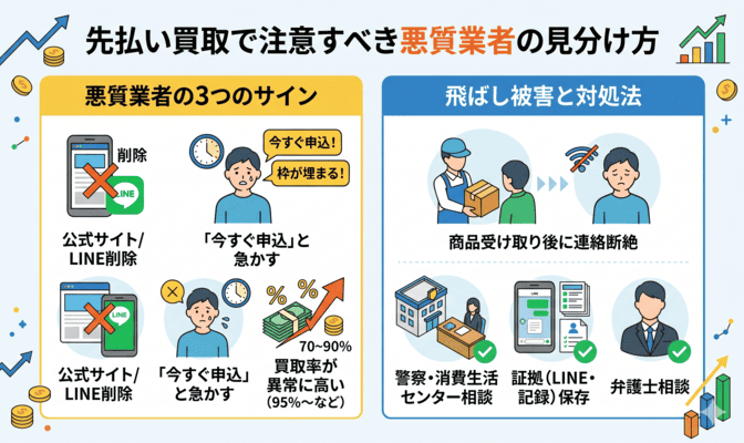 先払い買取で注意すべき悪質業者の見分け方
