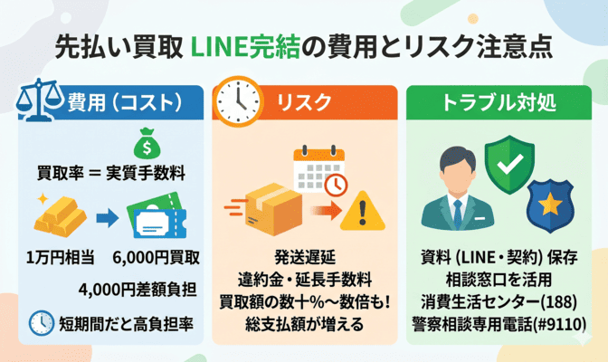 先払い買取 LINE完結の費用とリスクの注意点