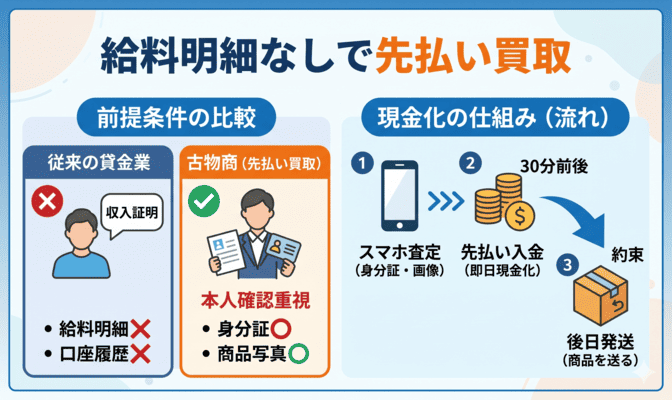先払い買取で給料明細なしでも利用できる仕組みと前提