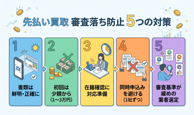 先払い買取の審査落ちを防ぐ実践的な5つの対策