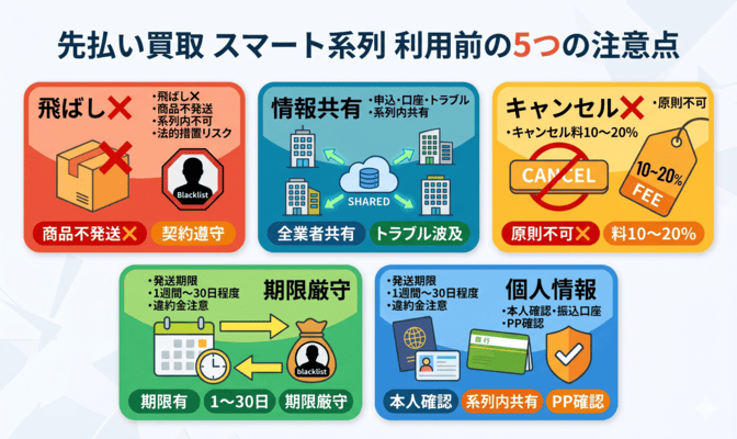 先払い買取でスマート系列を使う際の注意点