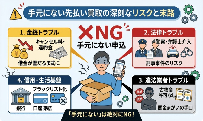手元にない状態で先払い買取をするリスクと末路